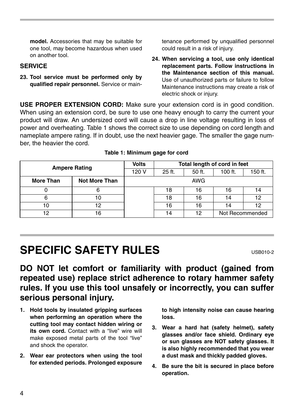 Specific safety rules | Makita HR5000 003101 User Manual | Page 4 / 16