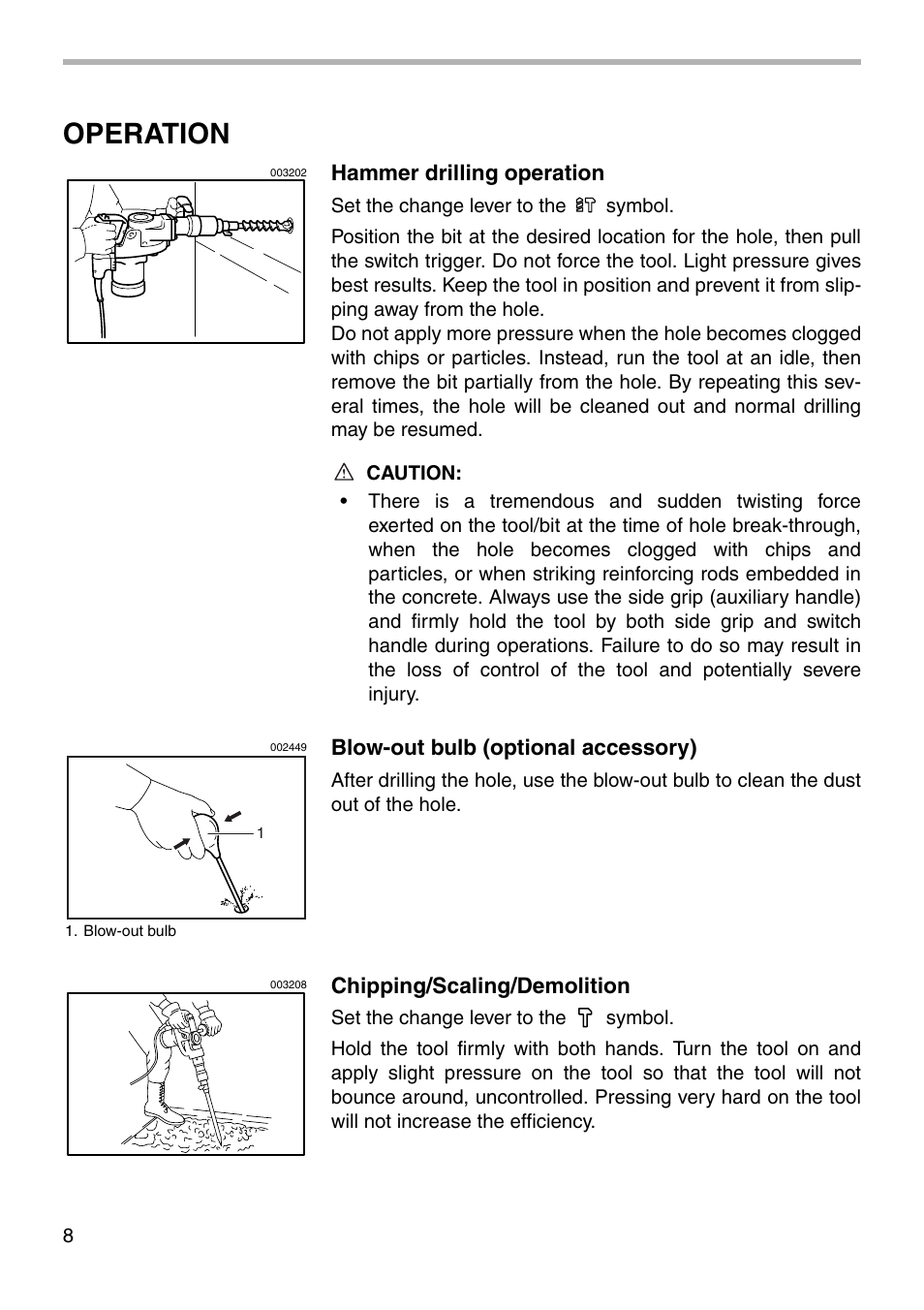 Operation | Makita HR5000 003101 User Manual | Page 8 / 16