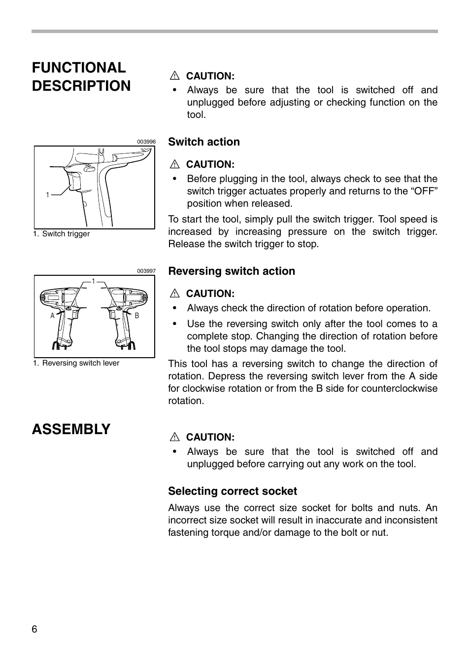 Functional description, Assembly | Makita TW0200 User Manual | Page 6 / 16