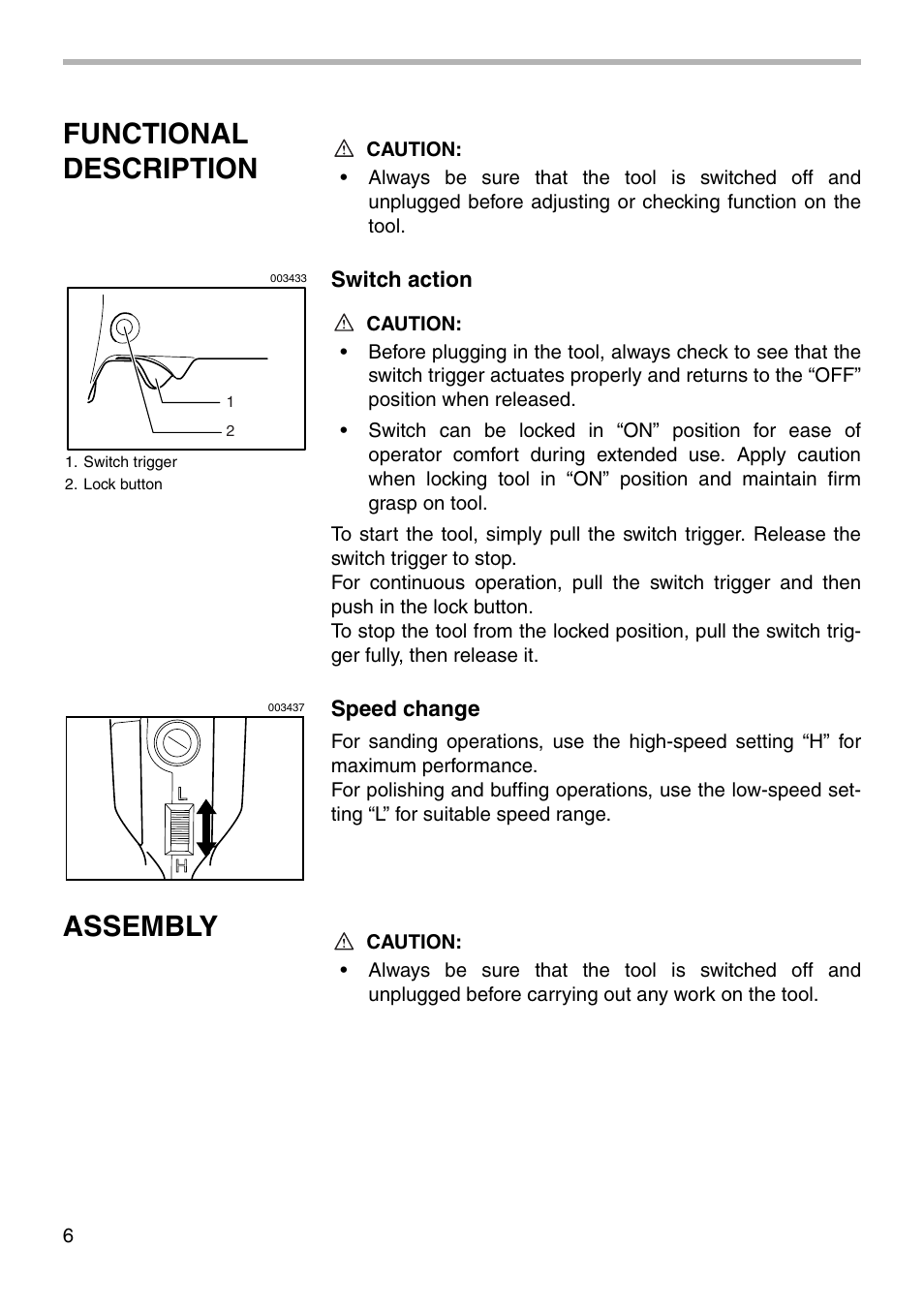 Functional description, Assembly | Makita 9207SPB User Manual | Page 6 / 16