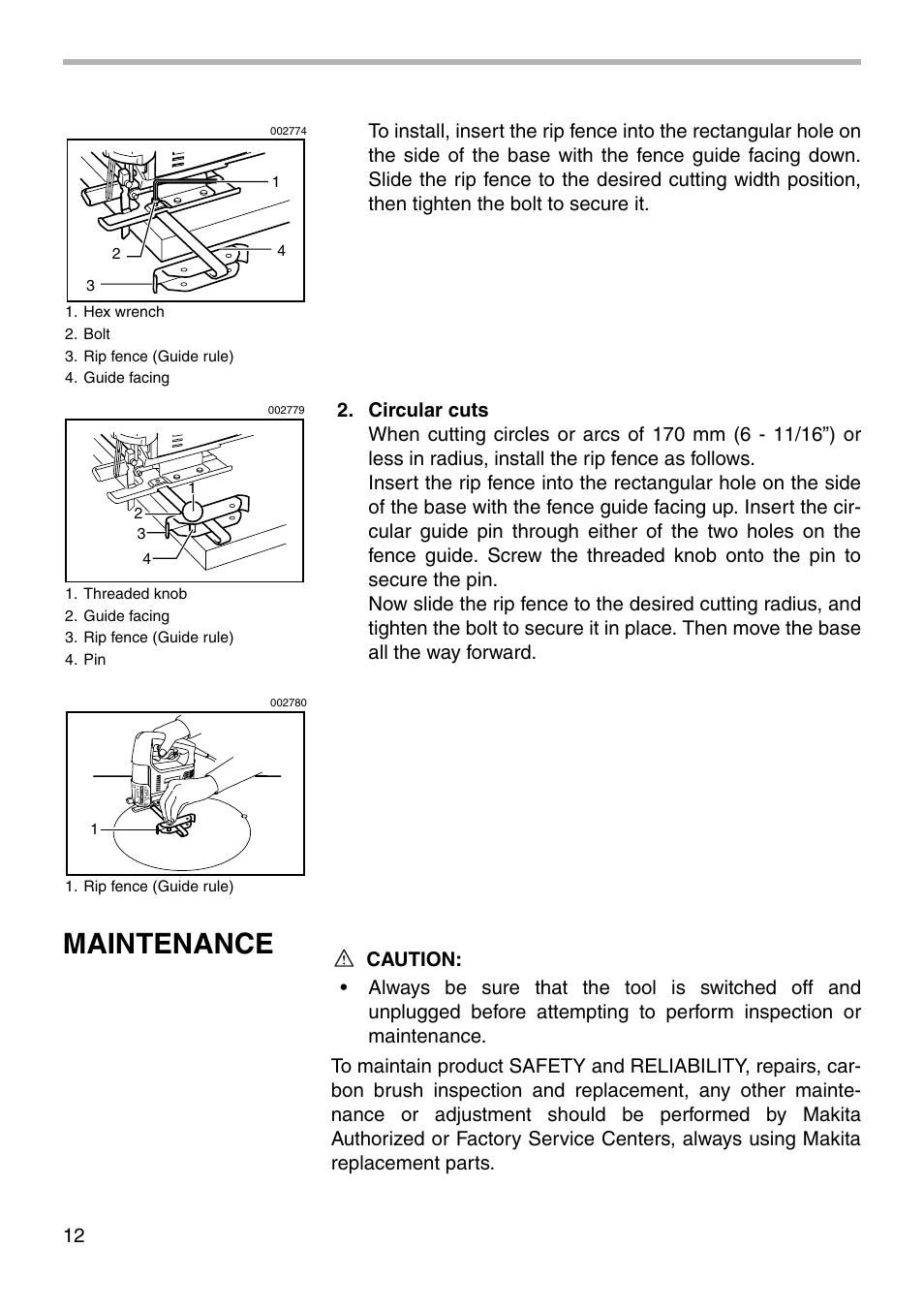 Maintenance | Makita 4323 User Manual | Page 12 / 20