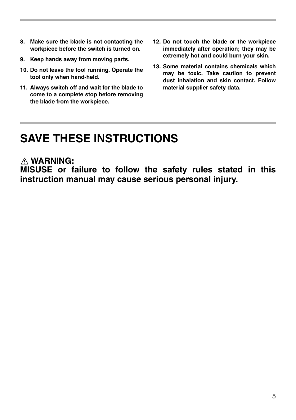 Save these instructions | Makita 4323 User Manual | Page 5 / 20