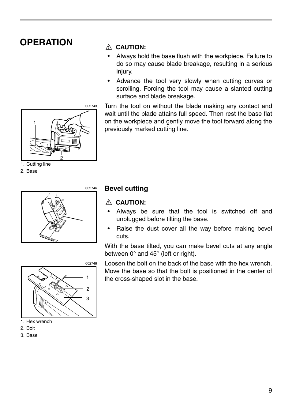 Operation, Bevel cutting | Makita 4323 User Manual | Page 9 / 20