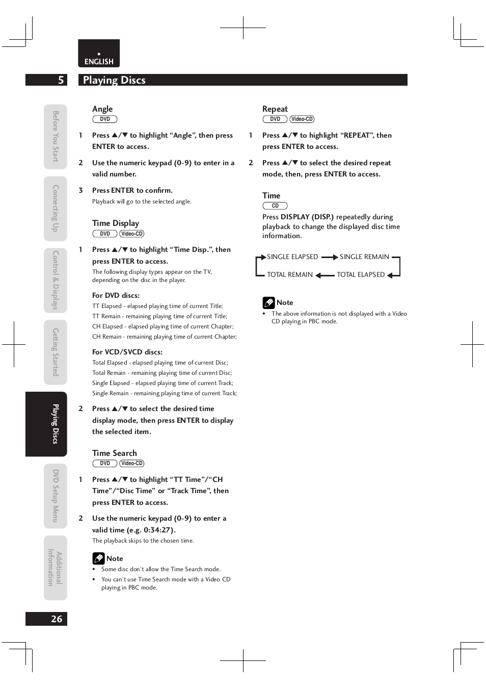 Playing discs 5 | Marantz Dv4003 User Manual | Page 26 / 54