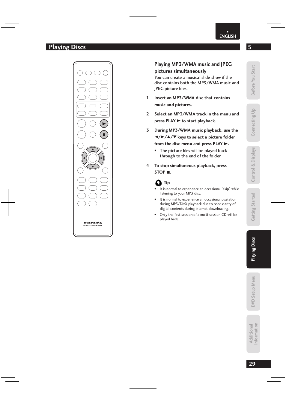5playing discs | Marantz Dv4003 User Manual | Page 29 / 54