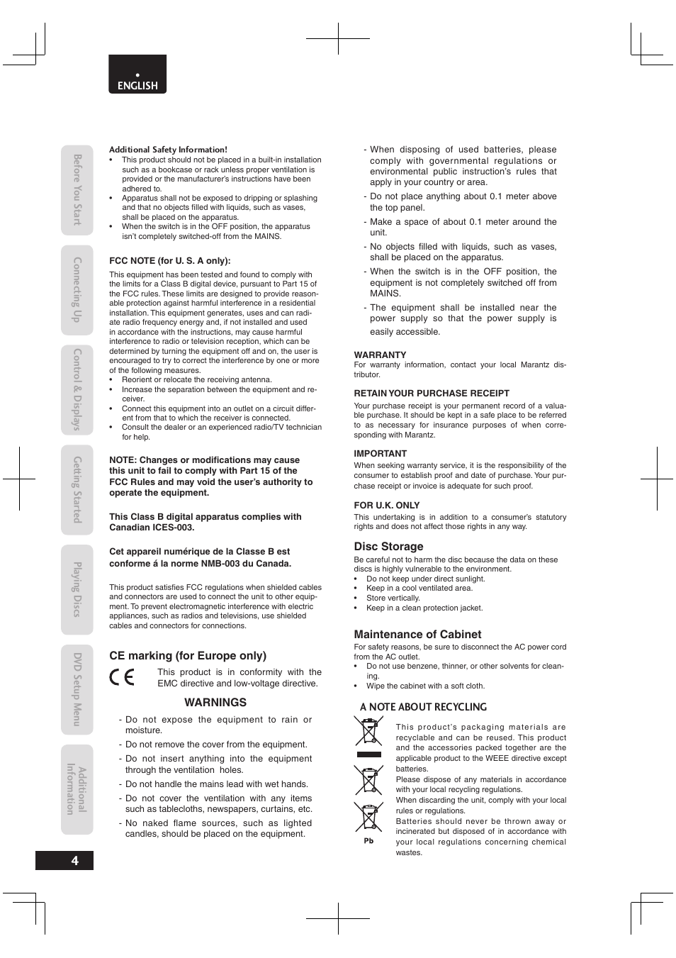 Marantz Dv4003 User Manual | Page 4 / 54