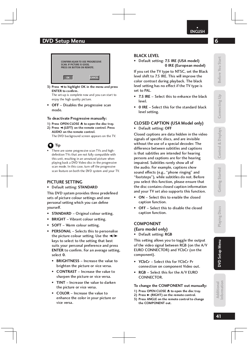6dvd setup menu | Marantz Dv4003 User Manual | Page 41 / 54