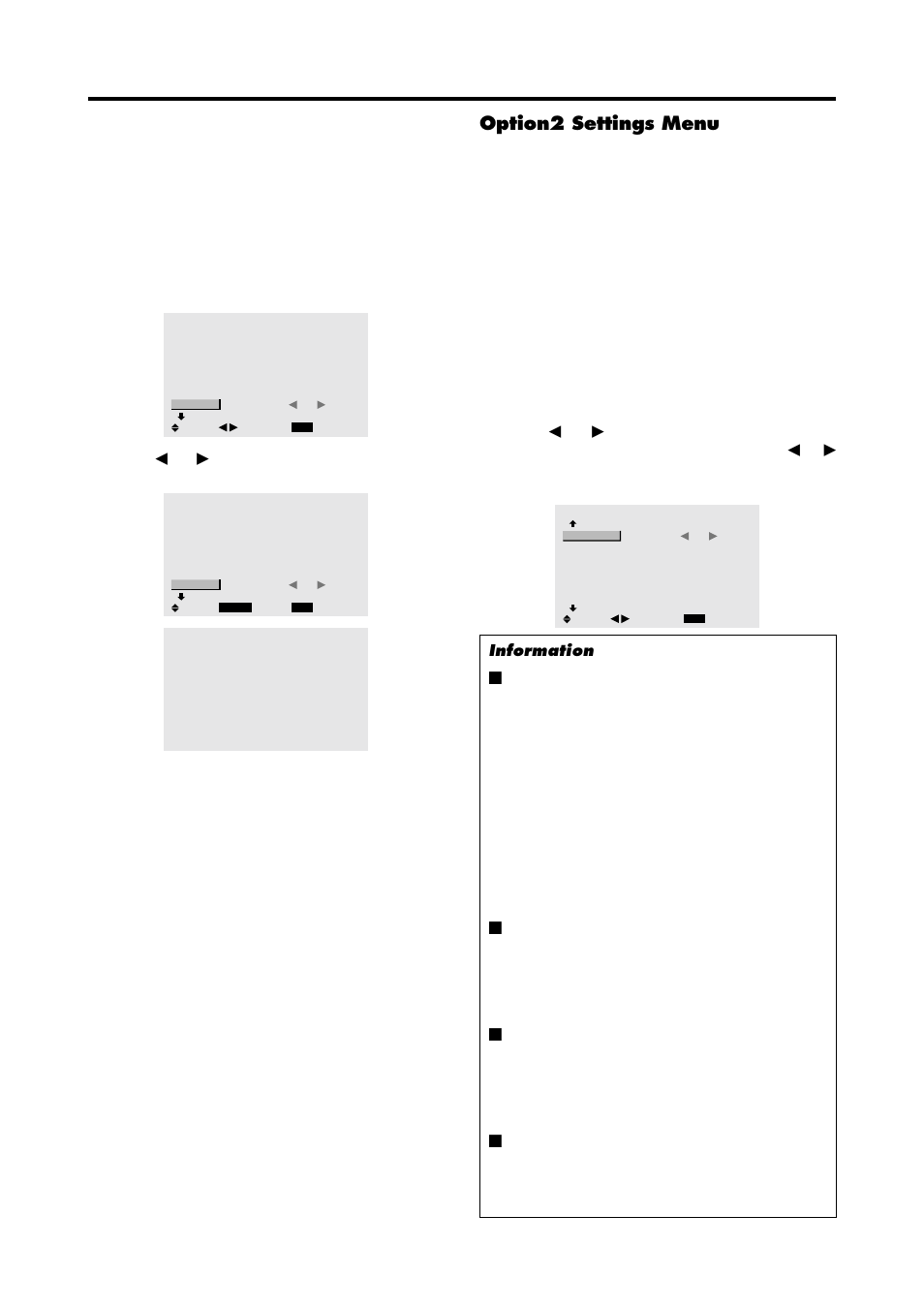 Option2 settings menu, Use the, Button is pressed | Marantz PD4220V User Manual | Page 33 / 60