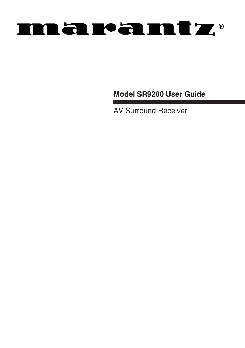 Marantz SR9200 User Manual | 53 pages