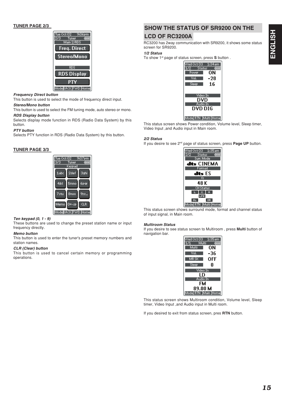 15 english | Marantz SR9200 User Manual | Page 19 / 53