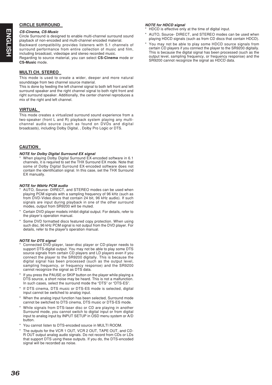36 english | Marantz SR9200 User Manual | Page 40 / 53