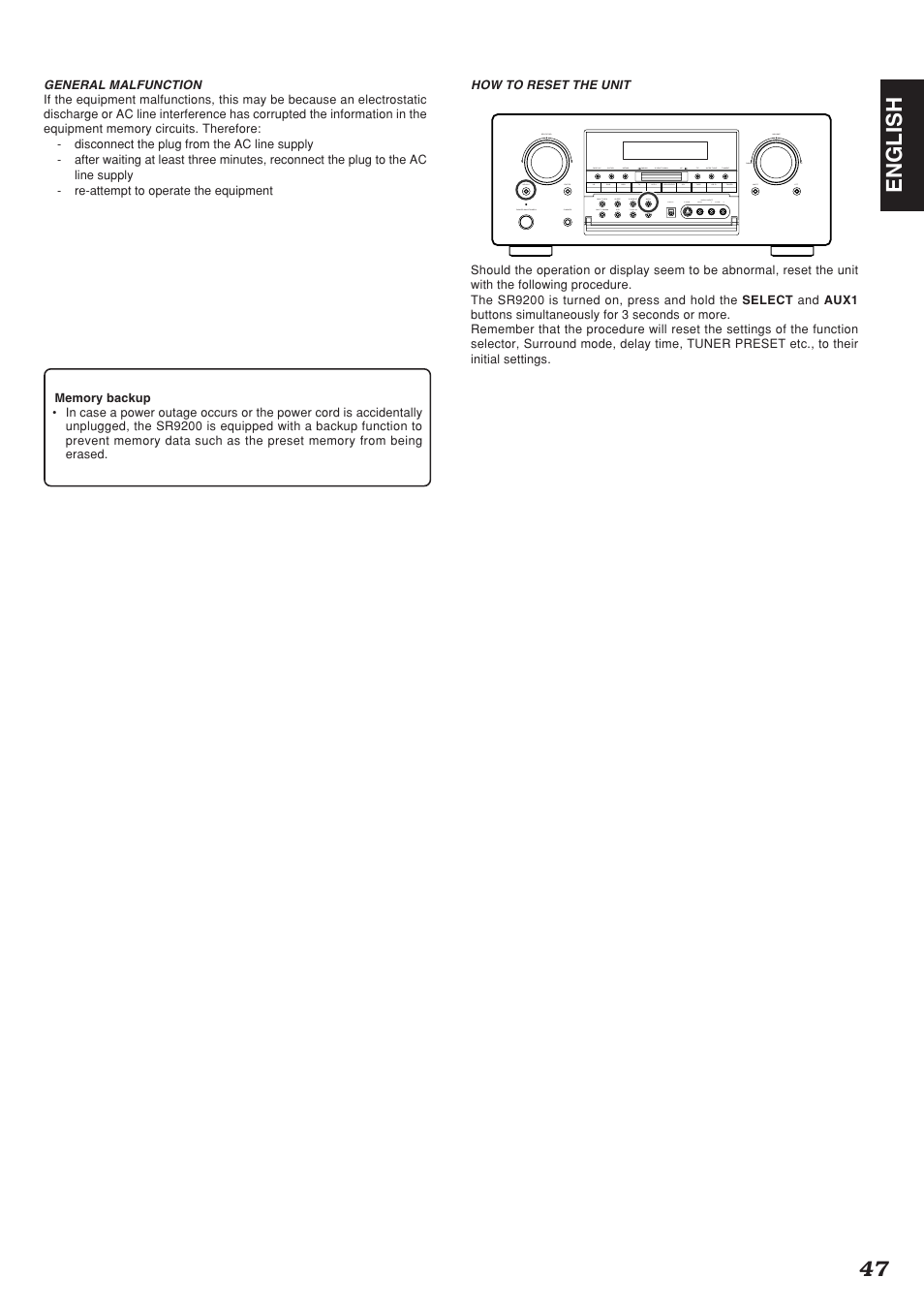 47 english | Marantz SR9200 User Manual | Page 51 / 53