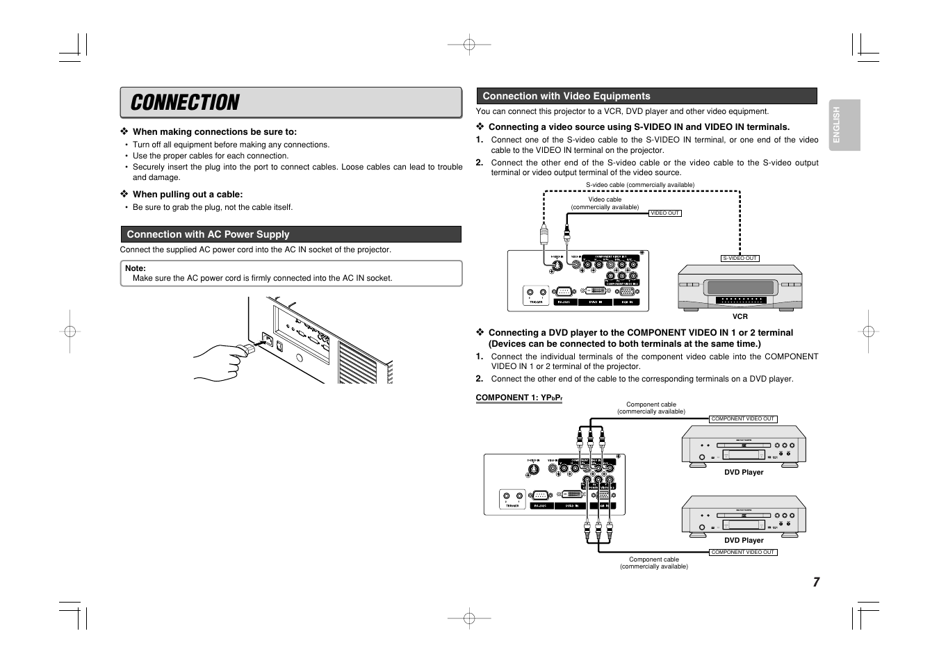 Connection, Fl off standby fl off standby | Marantz VP8600 User Manual | Page 12 / 32