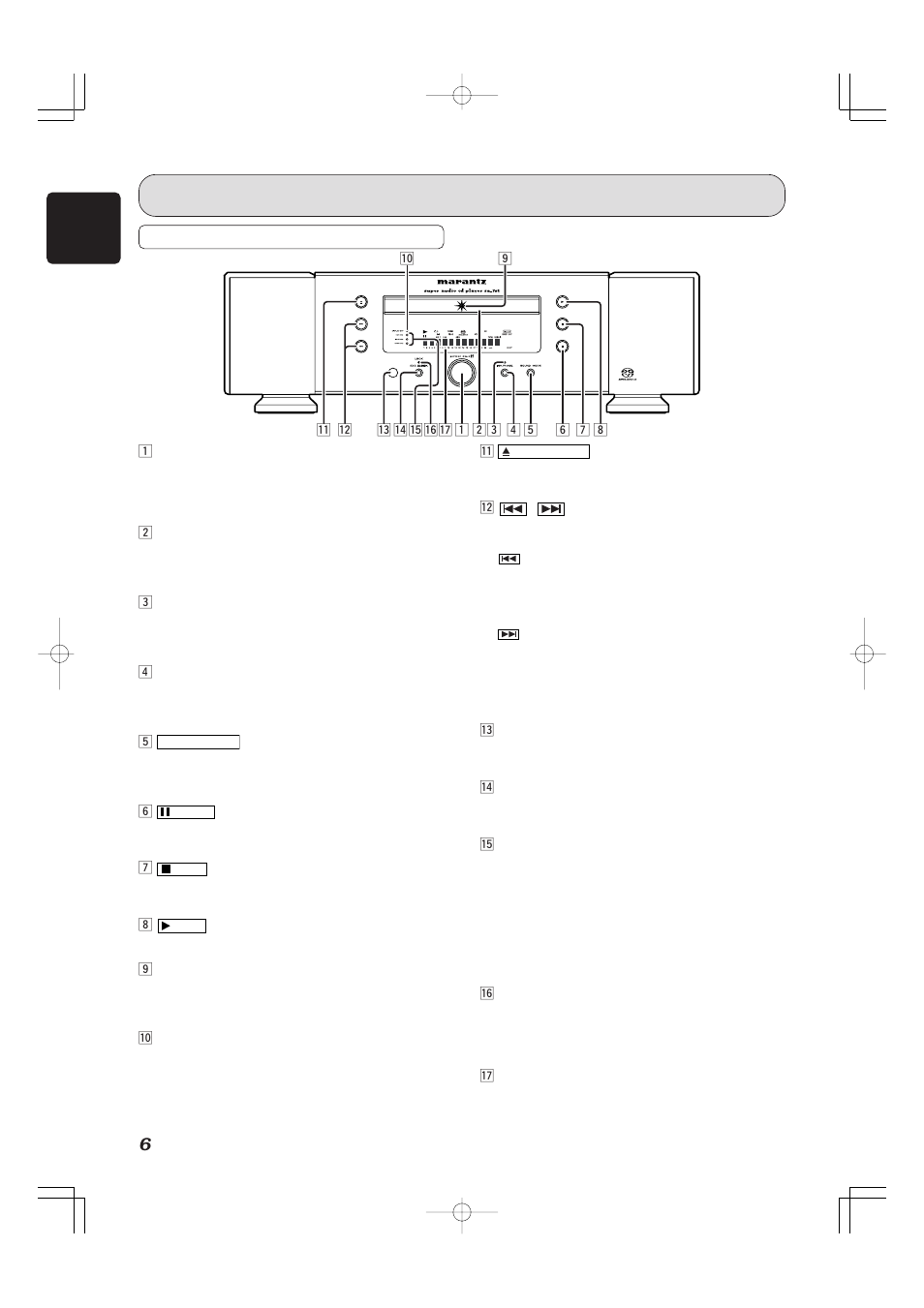 Names and functions, Front panel | Marantz SA-7S1 User Manual | Page 11 / 30