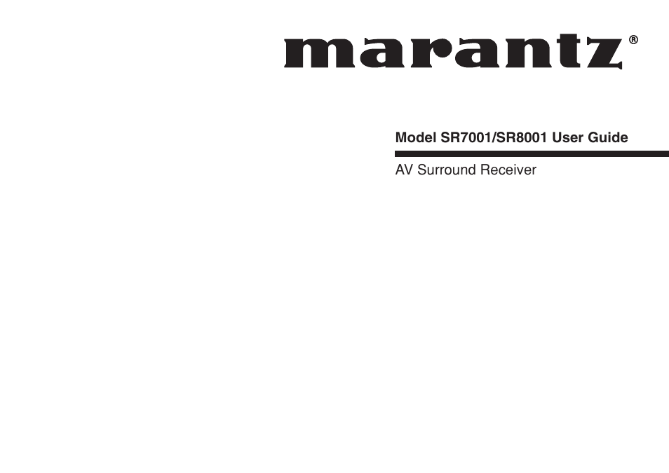 Marantz SR8001 User Manual | 79 pages