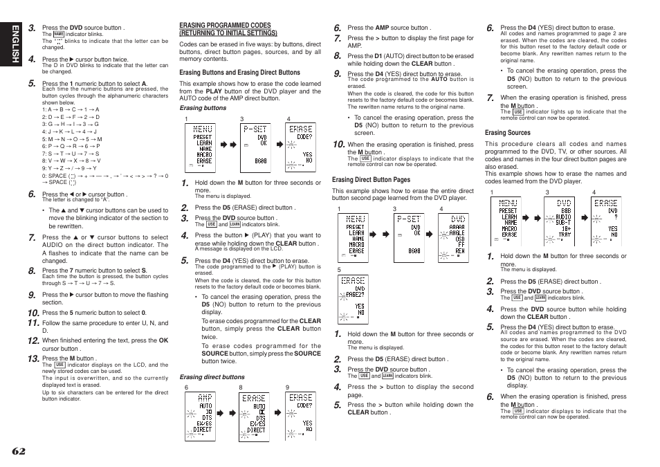 Learn, Learn use, English | Marantz SR8001 User Manual | Page 65 / 79