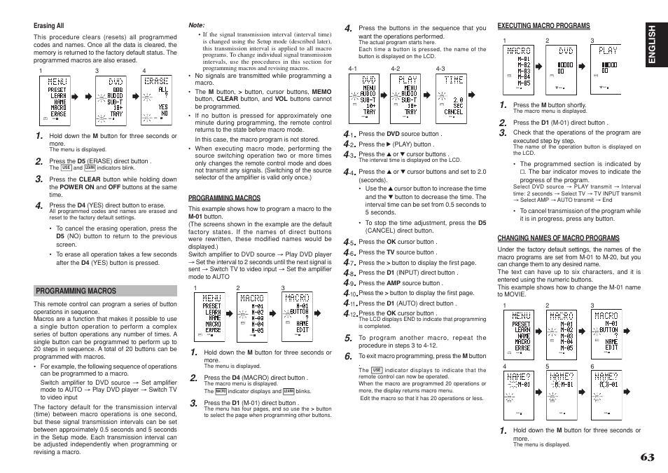 Learn use, Learn macro, Macro | Name macro | Marantz SR8001 User Manual | Page 66 / 79