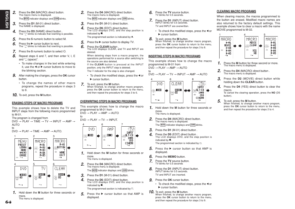 Learn macro, Name macro, Macro | Marantz SR8001 User Manual | Page 67 / 79