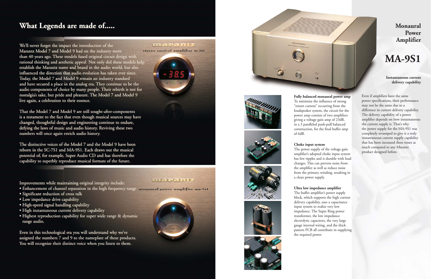 Ma-9s1, What legends are made of, Monaural power amplifier | Marantz Reference Series SC-7S1 User Manual | Page 2 / 8