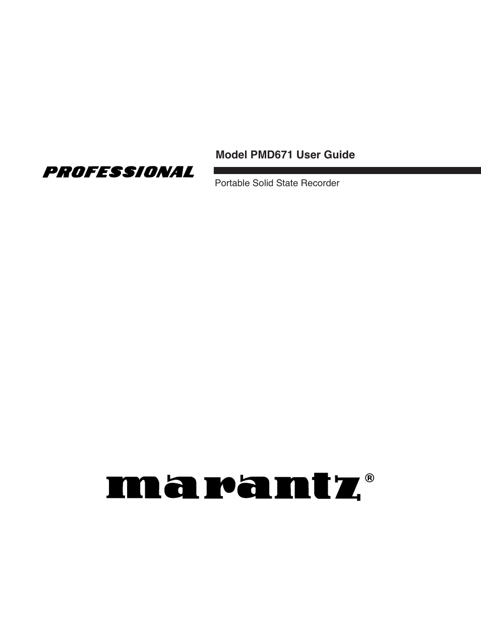 Marantz PMD671 User Manual | 63 pages