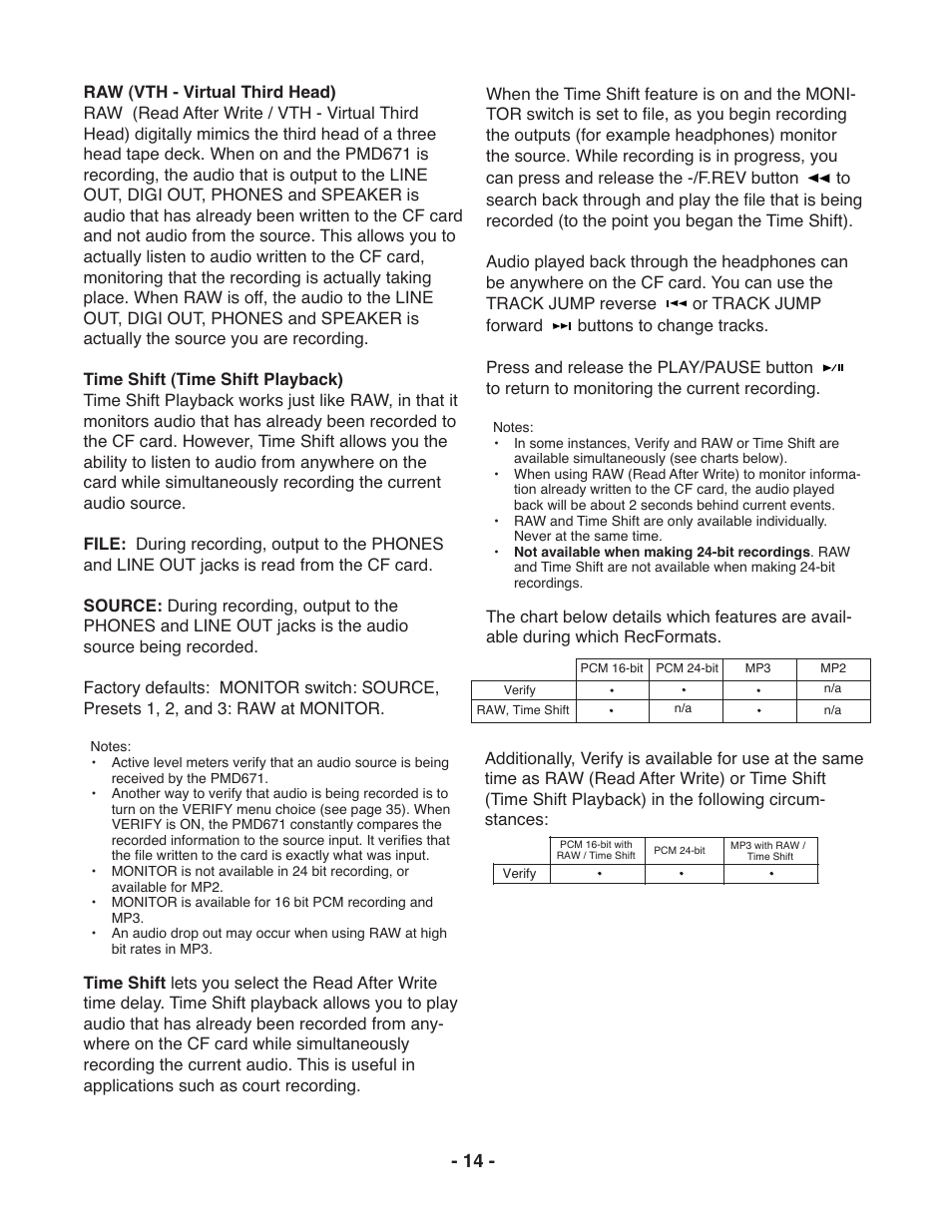 Marantz PMD671 User Manual | Page 14 / 63