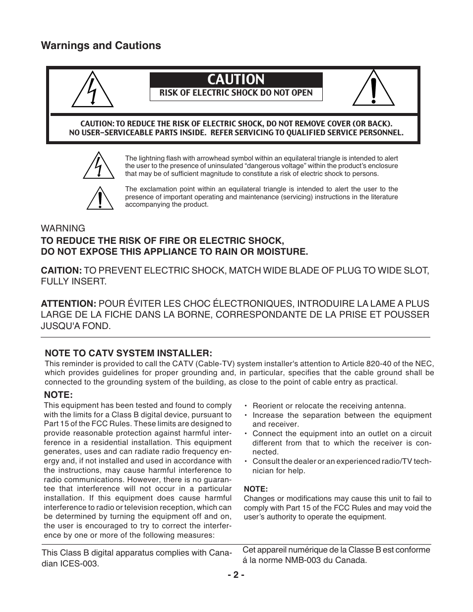 Caution, Warnings and cautions | Marantz PMD671 User Manual | Page 2 / 63