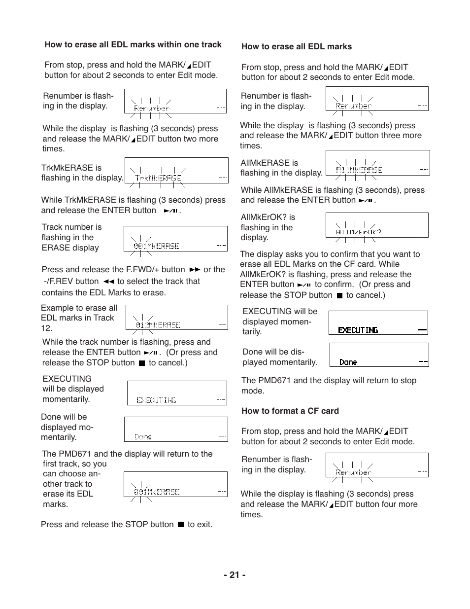 Marantz PMD671 User Manual | Page 21 / 63