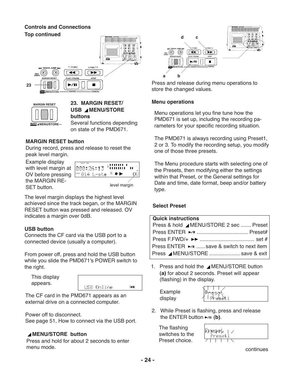 Marantz PMD671 User Manual | Page 24 / 63