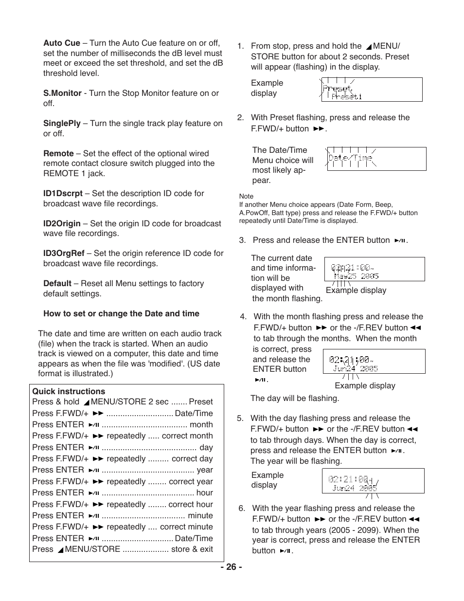 Marantz PMD671 User Manual | Page 26 / 63