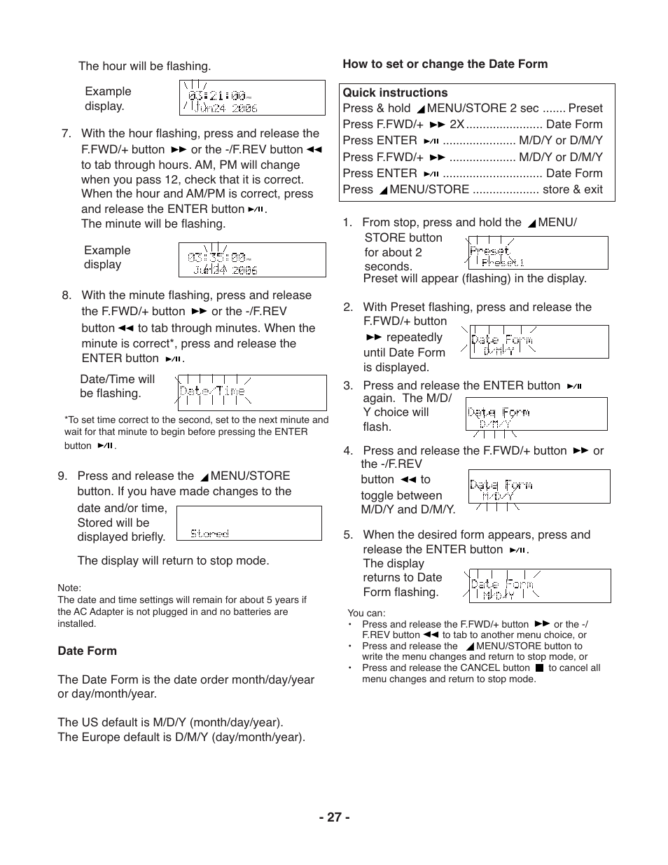 Marantz PMD671 User Manual | Page 27 / 63