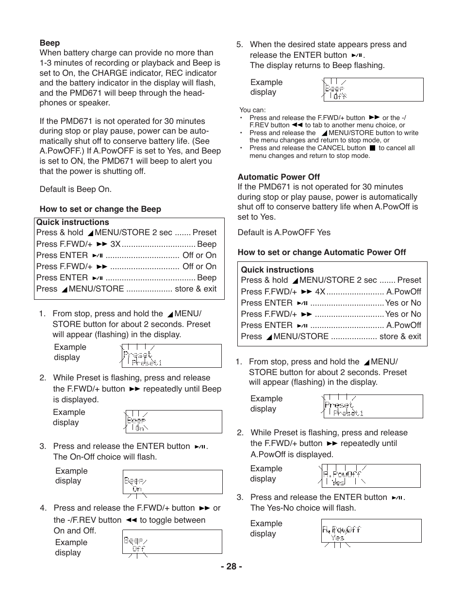 Marantz PMD671 User Manual | Page 28 / 63