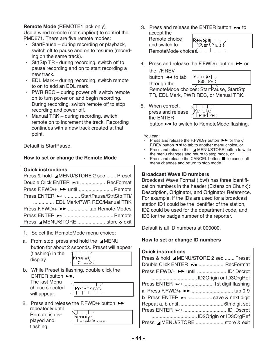 Marantz PMD671 User Manual | Page 44 / 63