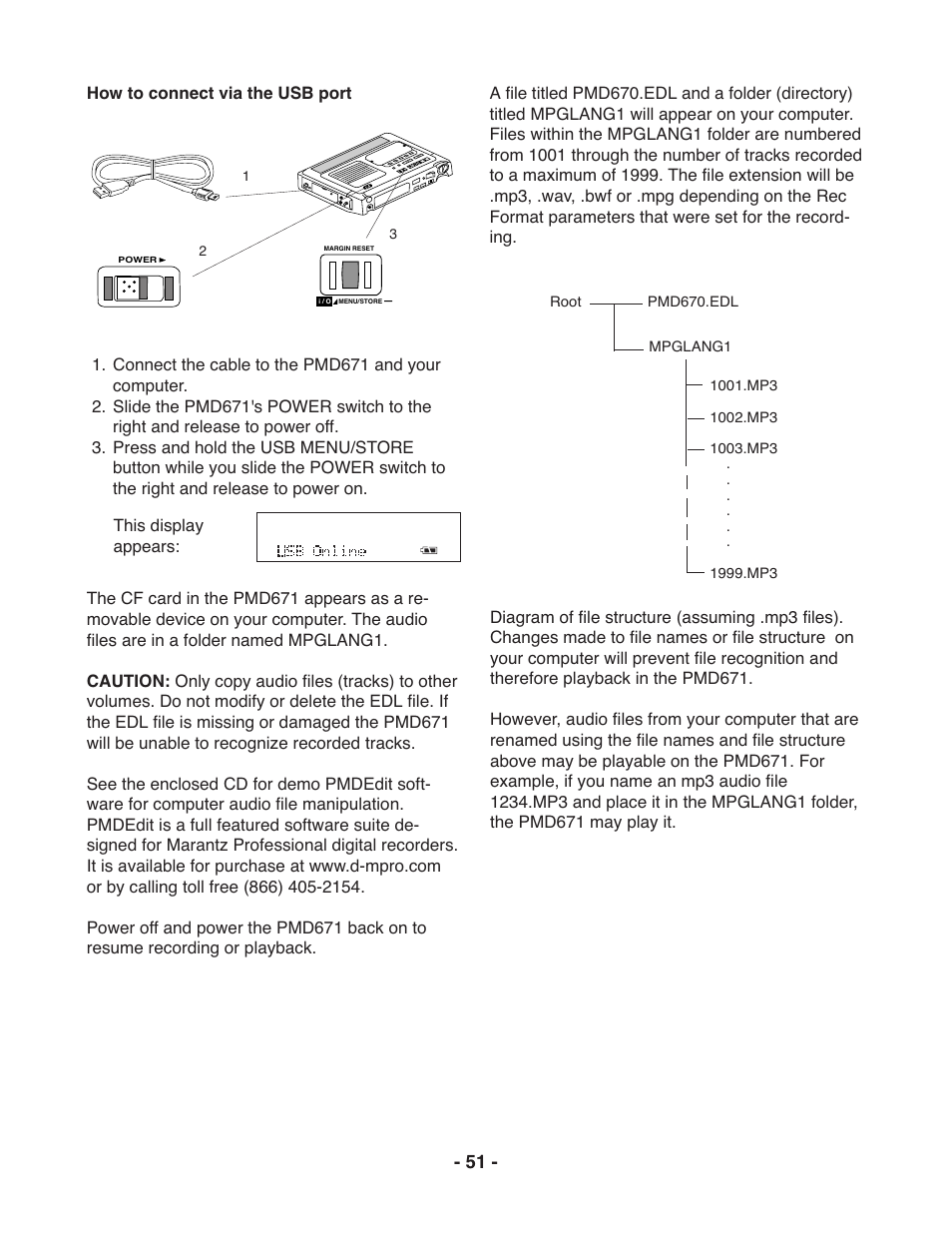 Marantz PMD671 User Manual | Page 51 / 63