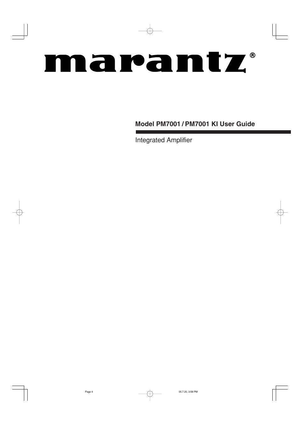 Marantz PM7001 User Manual | 21 pages