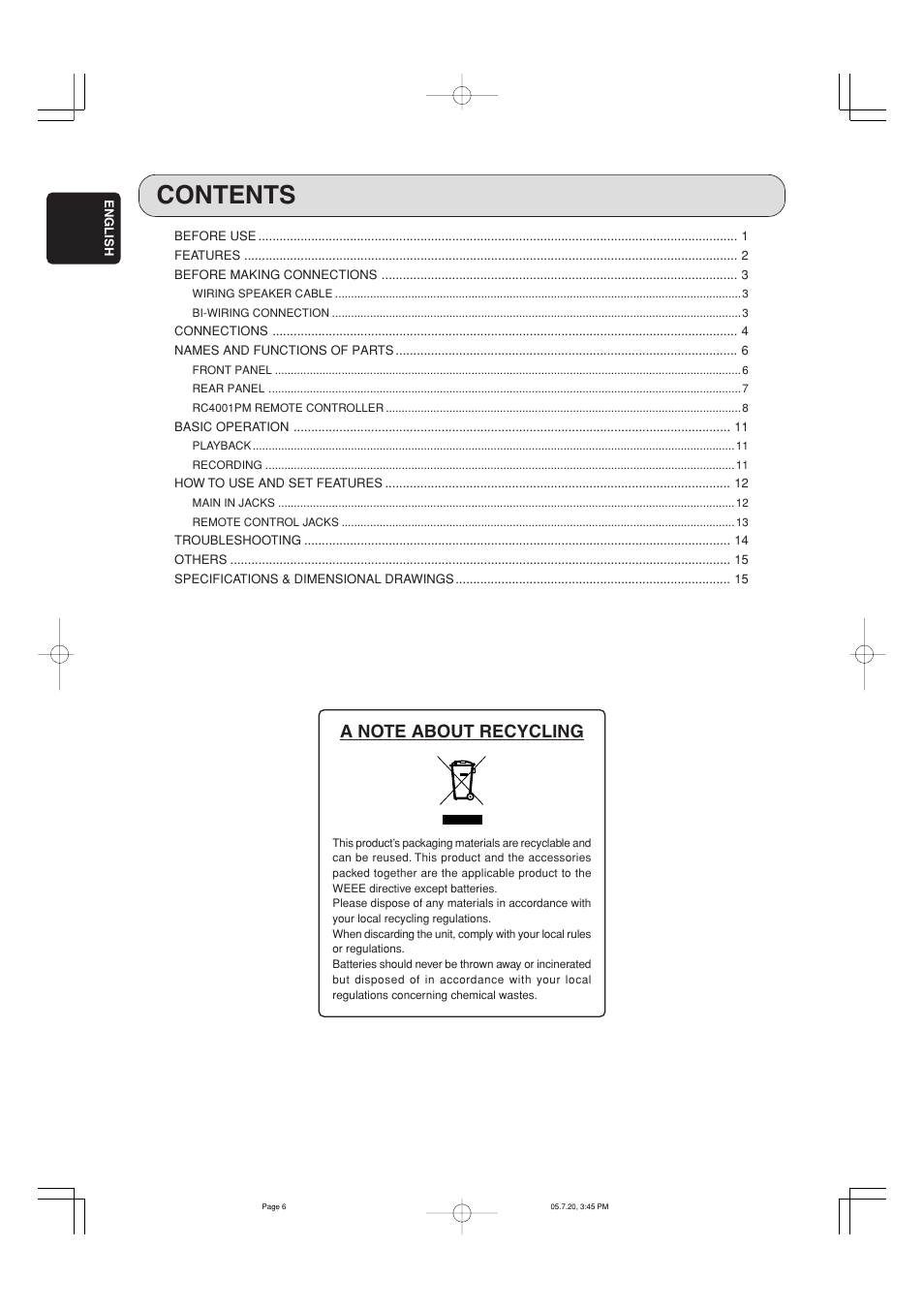 Marantz PM7001 User Manual | Page 5 / 21