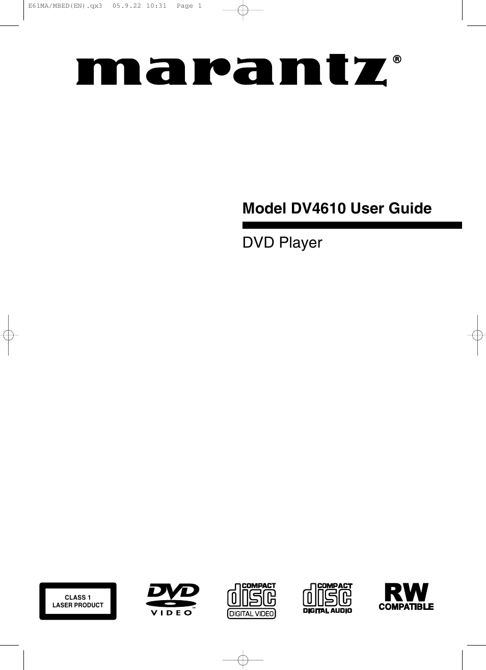 Marantz DV4610 User Manual | 30 pages