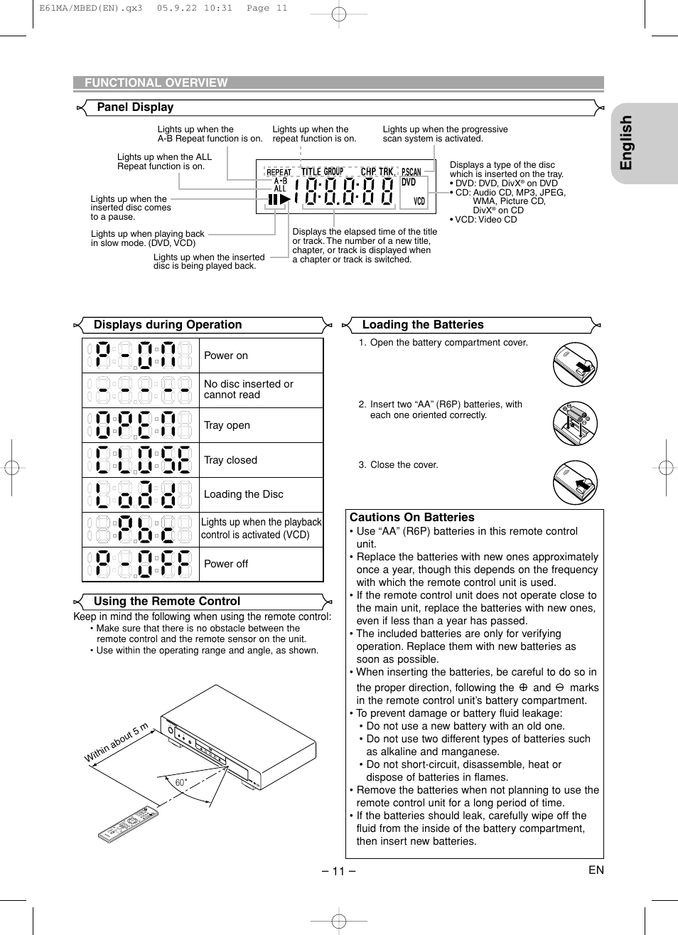 English | Marantz DV4610 User Manual | Page 11 / 30