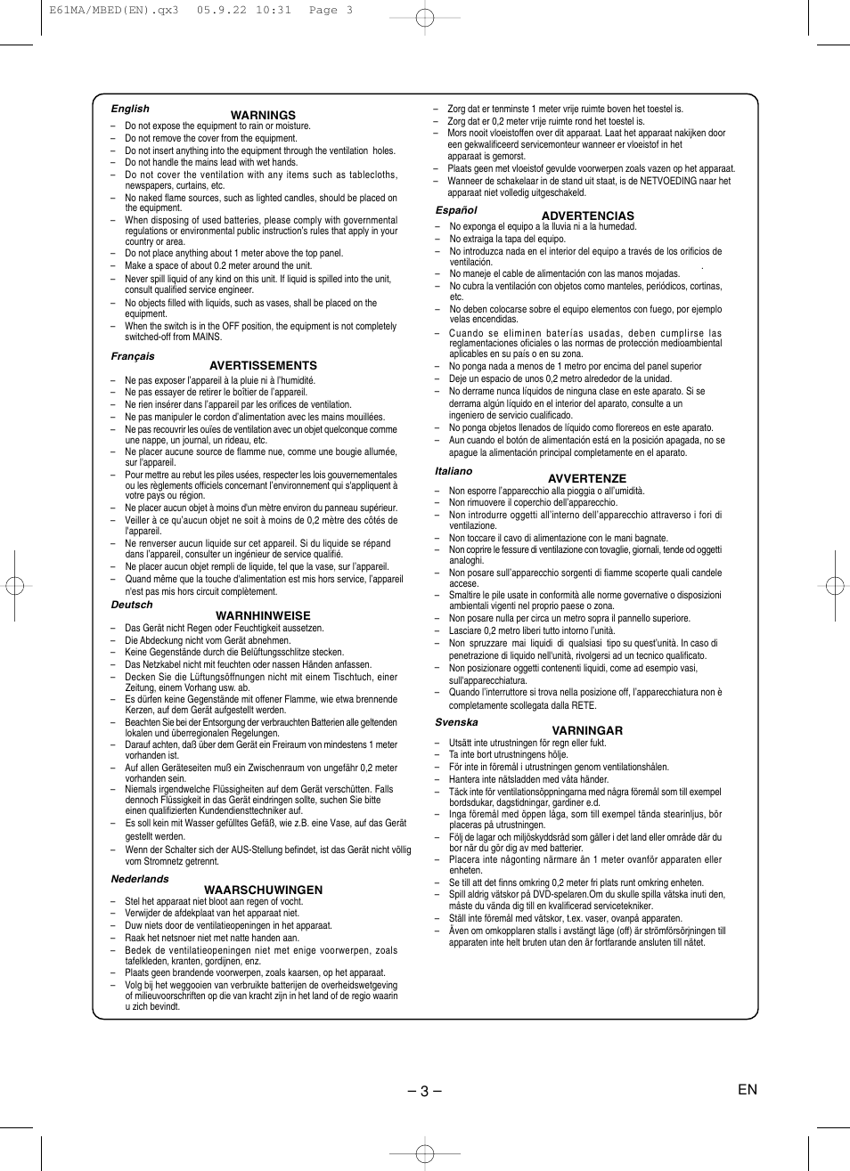 Marantz DV4610 User Manual | Page 3 / 30