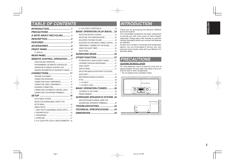 Marantz SR4600 User Manual | Page 4 / 41