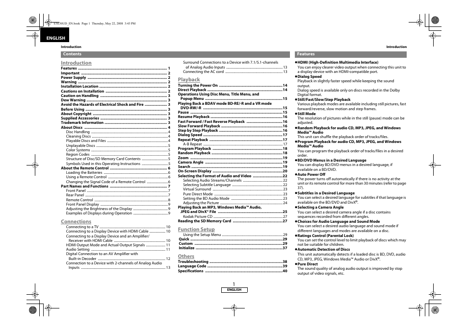 Marantz BD8002 User Manual | Page 4 / 44