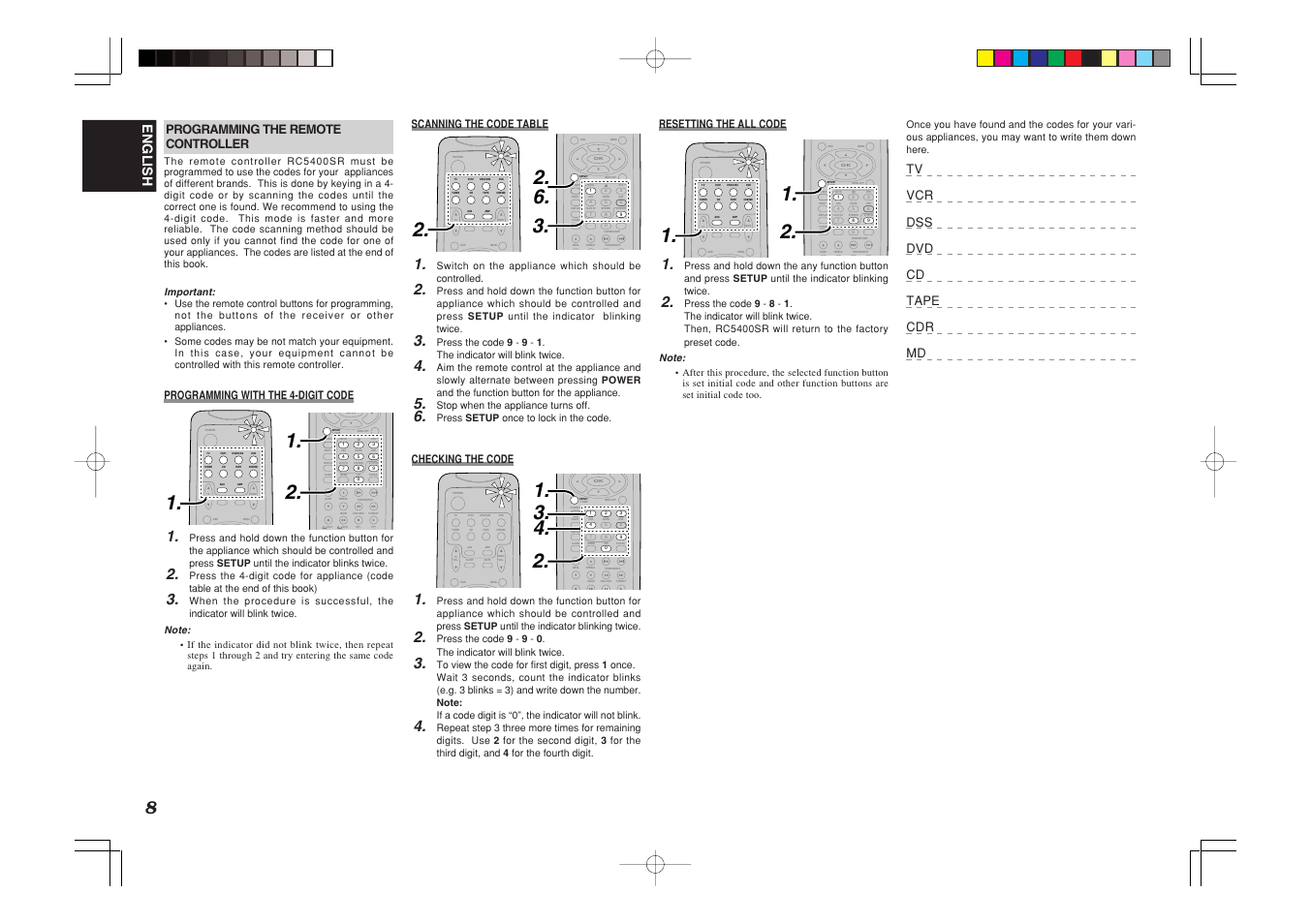 T.tone menu off setup/ menu osd | Marantz SR5400U User Manual | Page 11 / 36