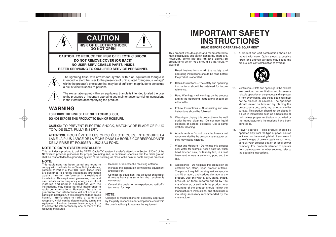 Important safety instructions, Caution, Warning | Marantz SR5400U User Manual | Page 2 / 36