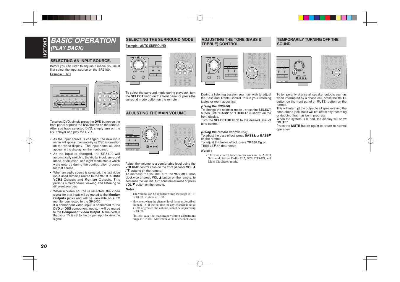 Basic operation, Play back) | Marantz SR5400U User Manual | Page 23 / 36