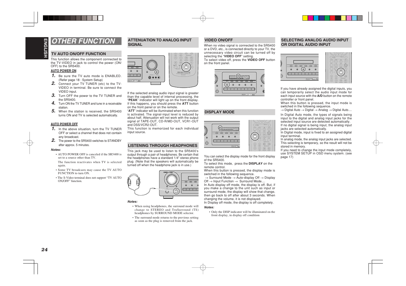 Other function, T.tone menu off setup | Marantz SR5400U User Manual | Page 27 / 36