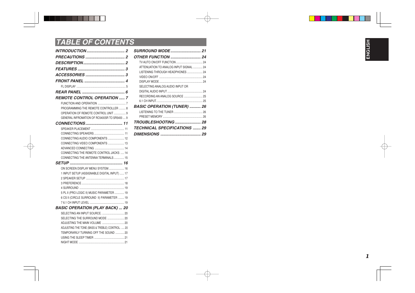 Marantz SR5400U User Manual | Page 4 / 36