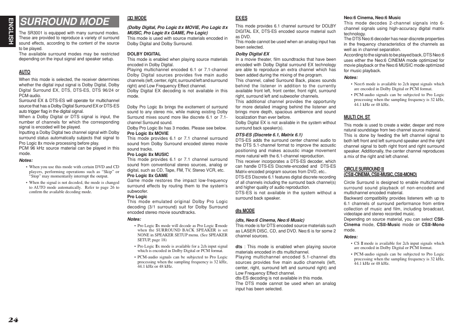 Surround mode | Marantz R3001 User Manual | Page 28 / 43