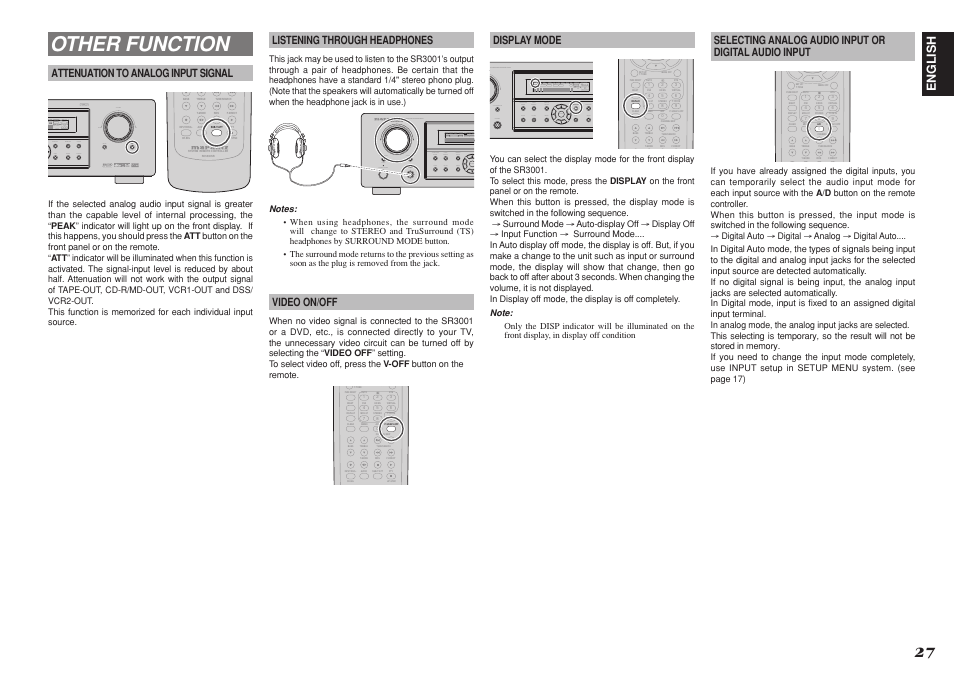 Other function, English | Marantz R3001 User Manual | Page 31 / 43