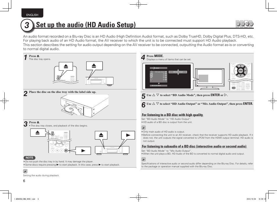 Set up the audio (hd audio setup) | Marantz 5411 10470 007M User Manual | Page 10 / 72