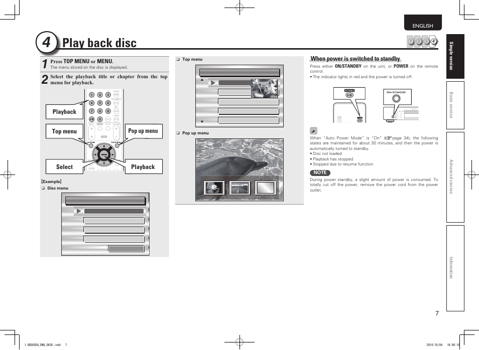 Play back disc | Marantz 5411 10470 007M User Manual | Page 11 / 72