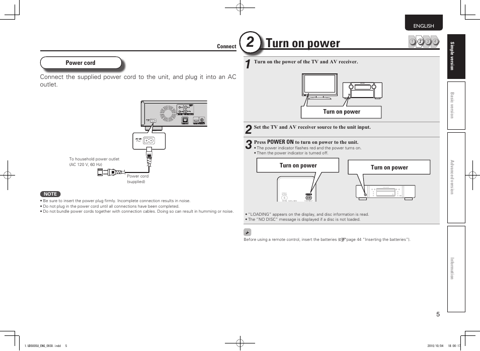 Turn on power | Marantz 5411 10470 007M User Manual | Page 9 / 72